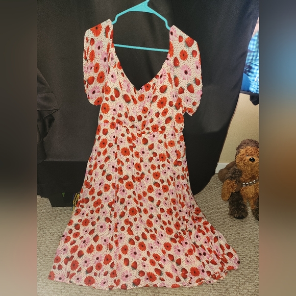 Retro Chic Midi Gauze Puff Sleeve Skater Dress - Picture 2 of 4